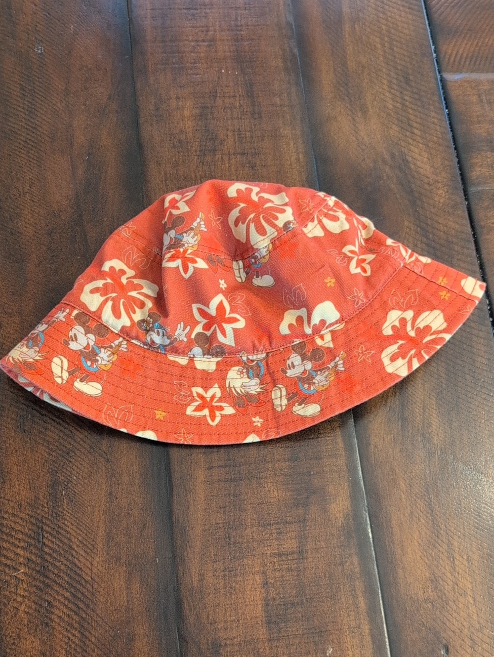 Disney Orange Floral Mickey Mouse Bucket Hat